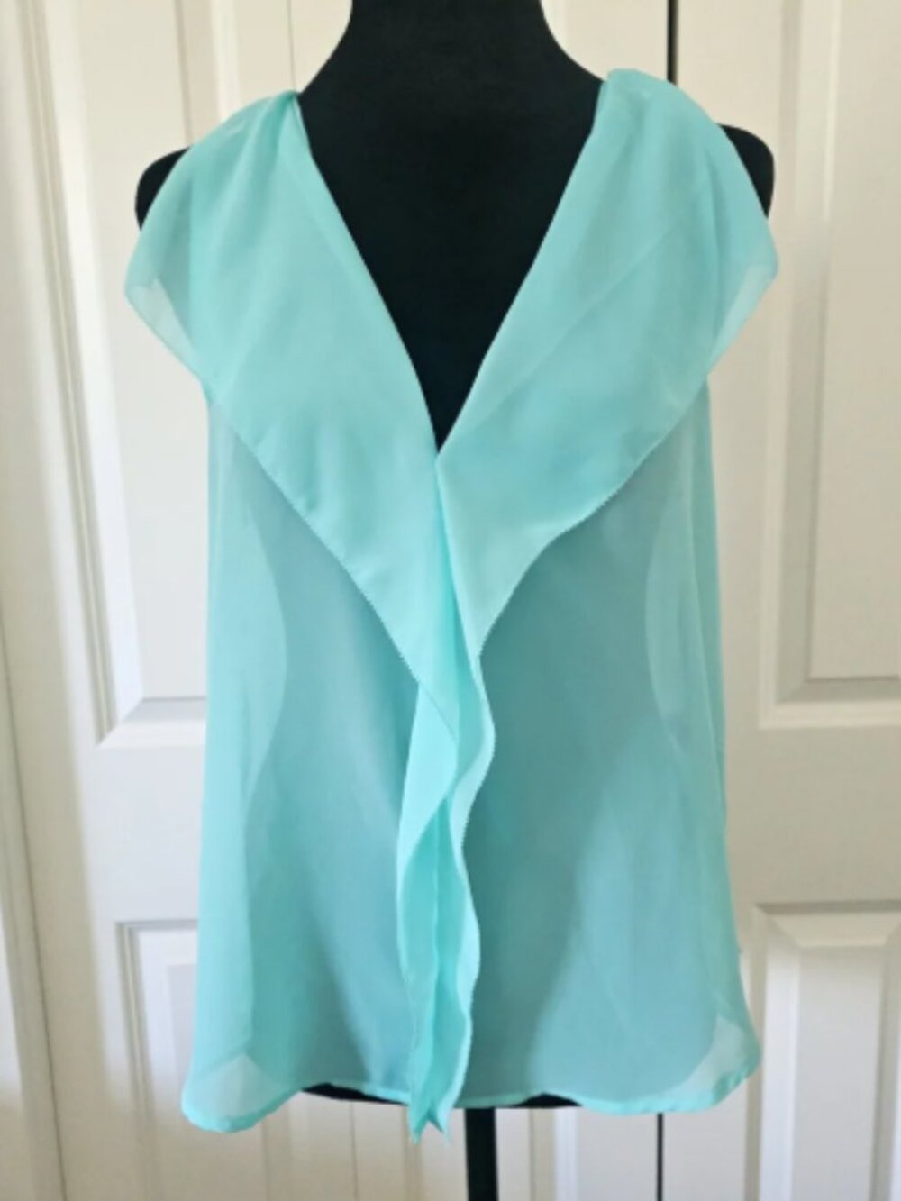 American Eagle Outfitters Mint Green Ruffled Sleeveless Blouse